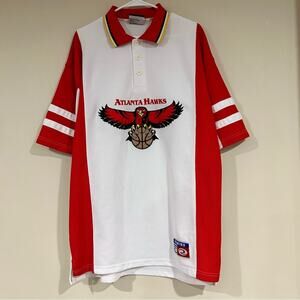 Vintage Atlanta Hawks Basketball Warmup Polo Shirt